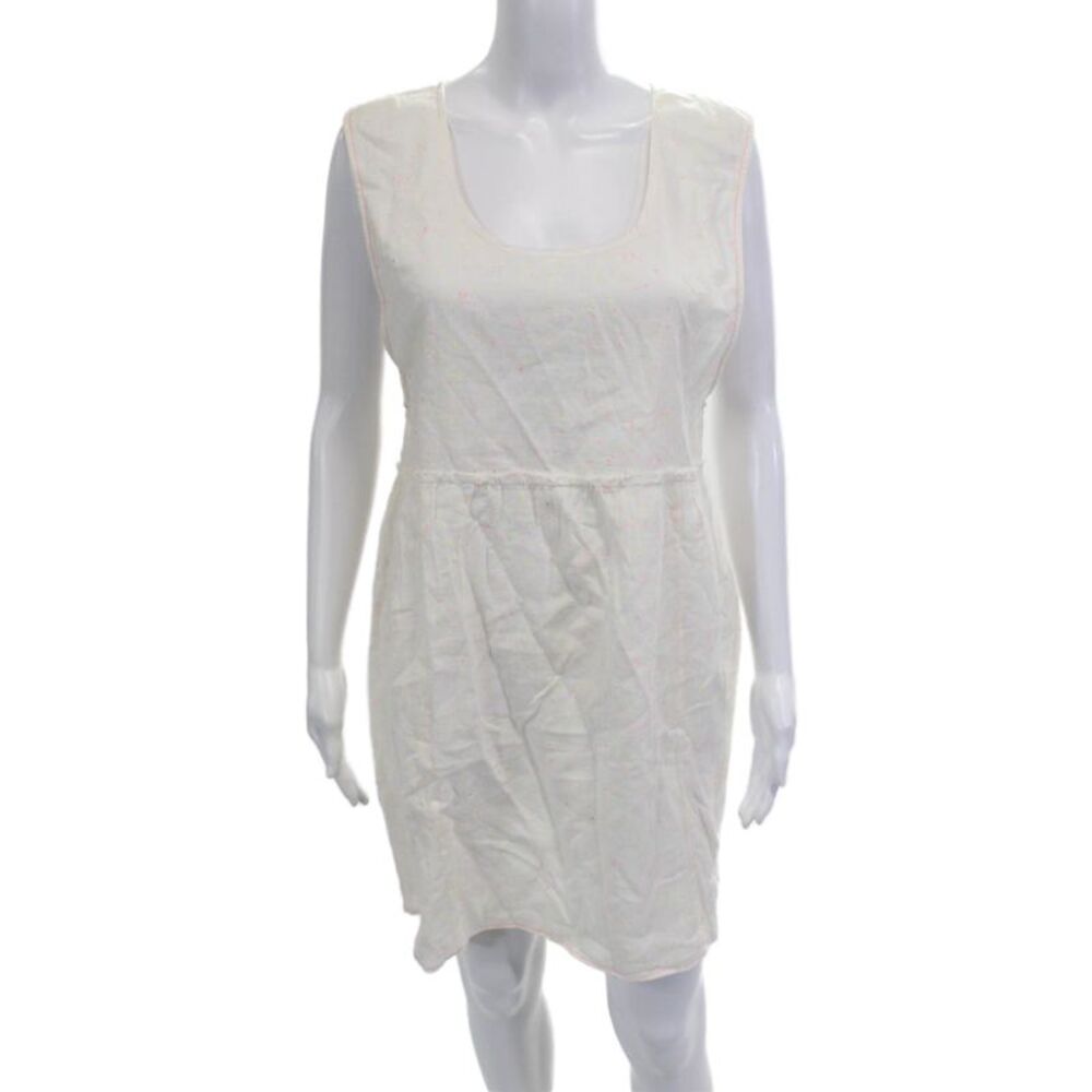 Surf Bazaar Women Bohemian White Tank Dress Knee Length 98% Cotton Size M